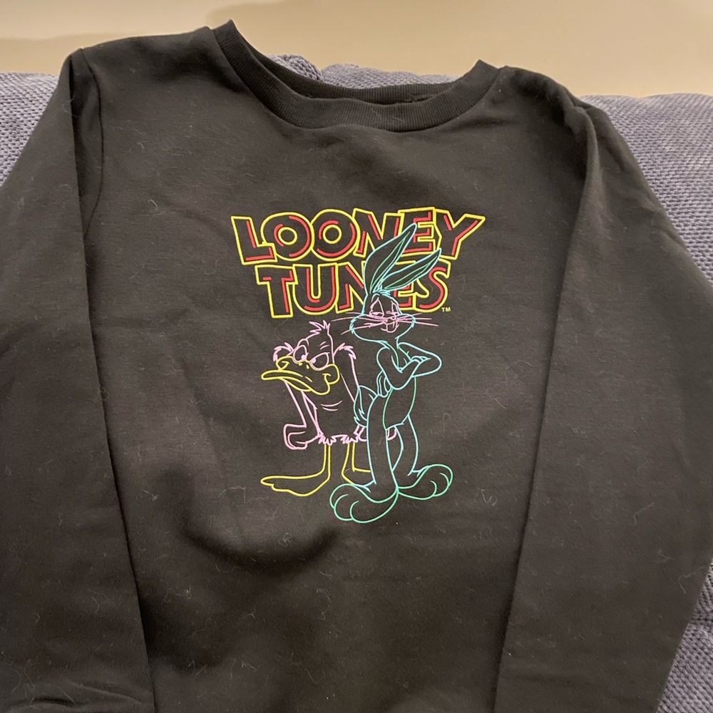 Warner Bros. Black Tee with Colorful Looney Tunes Design